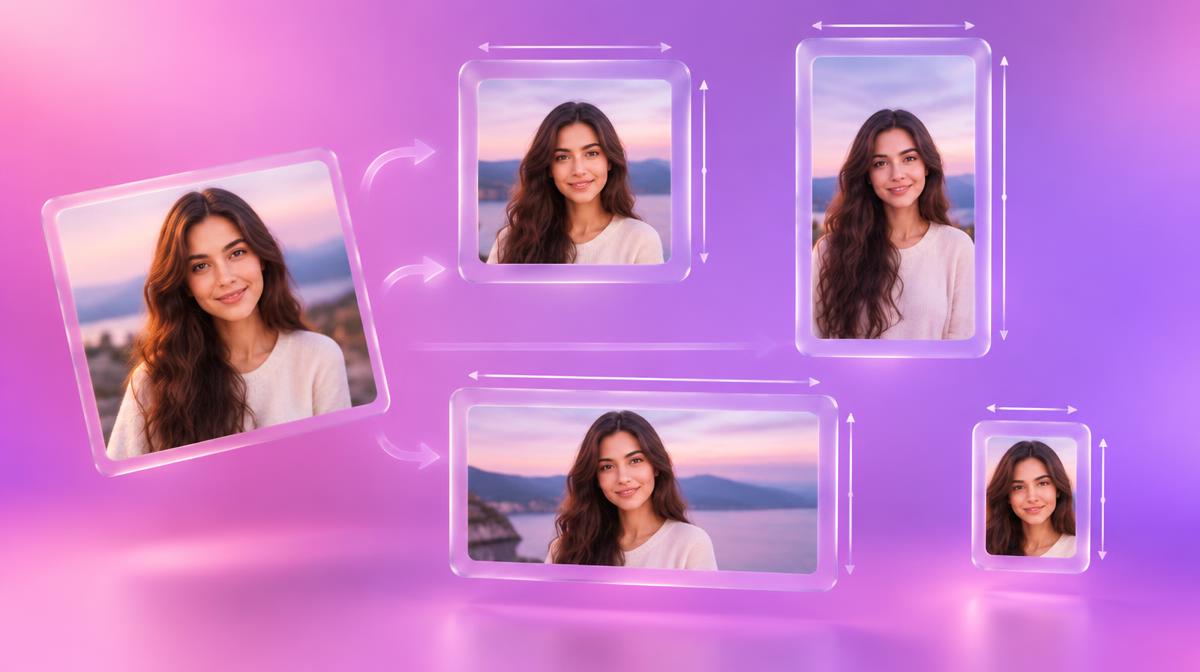 One photo resized into multiple frame shapes without stretching